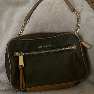 Michael Kors Olive and Tan Crossbody Bag